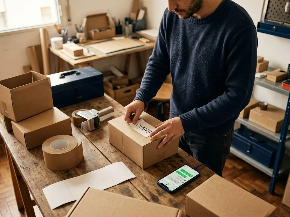 Emprendedor preparando los envíos de sus pedidos